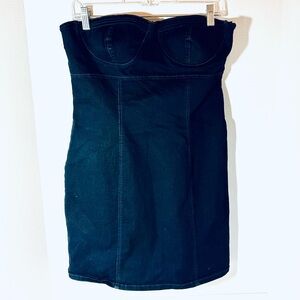 Aphrodite Strapless Corset Blue Denim Mini Dress w Side Zipper Women’s Size 2X